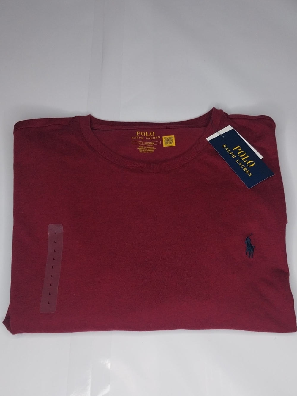 Polo by Ralph Lauren Burgundy Long Sleeve Crewneck Tee With Blue Pony Logo.(127)